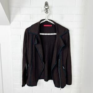 Krimson Klover Brown Knit Asymmetrical Zip Wool Jacket Size XS